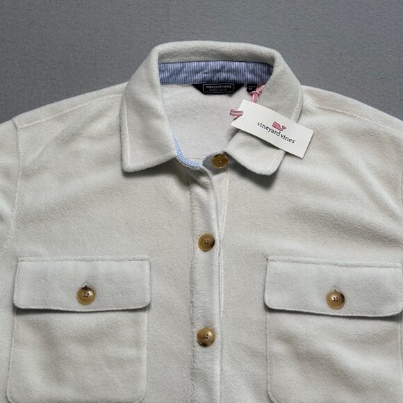 Vineyard Vines Other - Mens Vineyard Vines Harbor Fleece Shirt Jacket White/Marshmellow Medium NWT $158